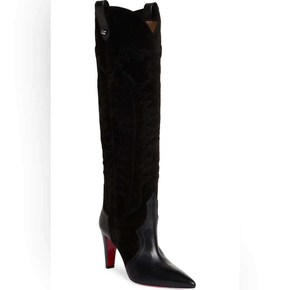 Christian Louboutin Santia Botta 85mm Suede Western Knee-High Boots 36.5 - Picture 12 of 12